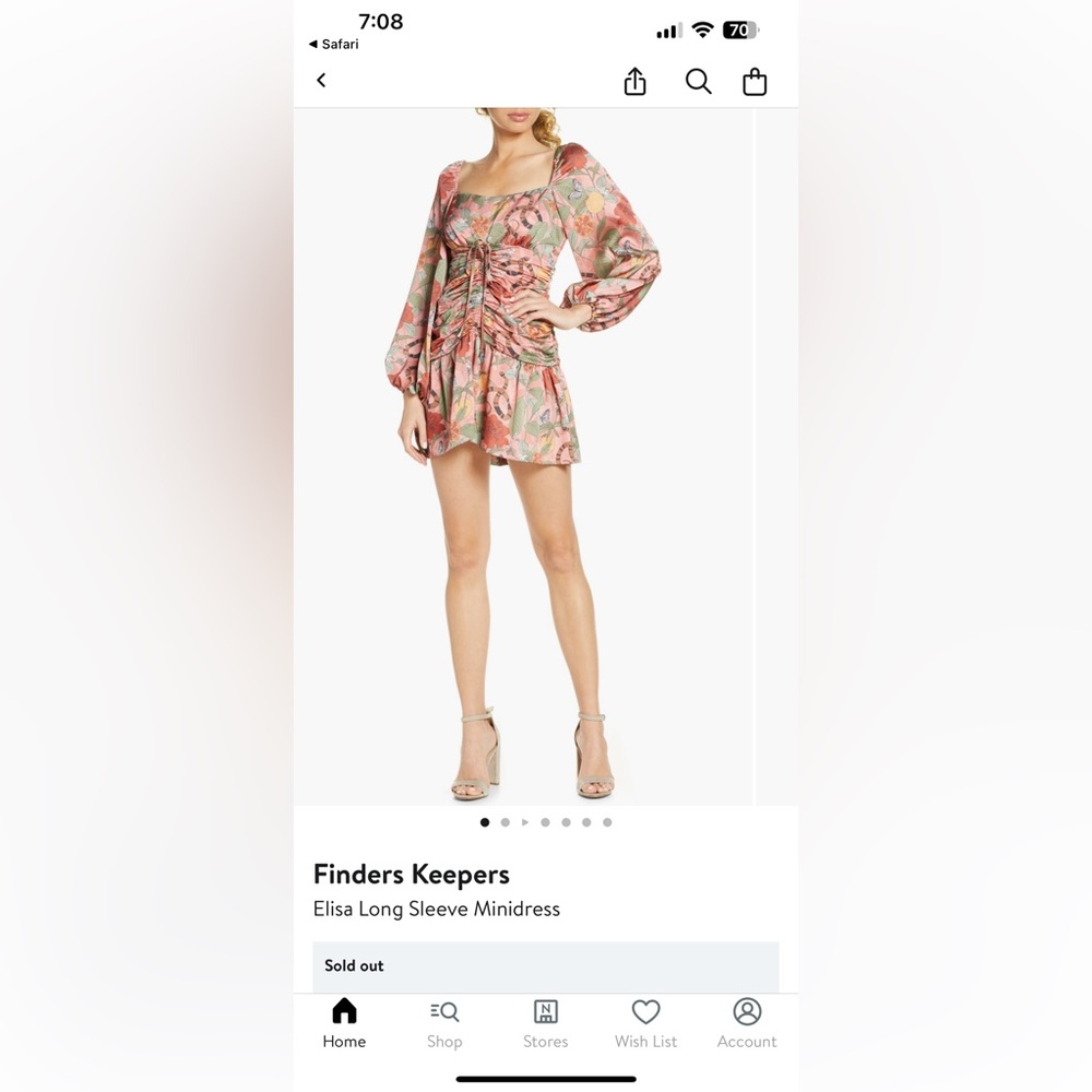 Finders Keepers Elisa Long Sleeve Mini Dress Size: S(4)